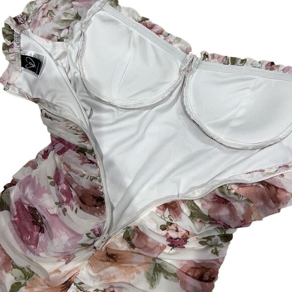 Windsor Total Flirt Floral Off-The-Shoulder Dress MIDI Bodycon Size Medium - Picture 10 of 16